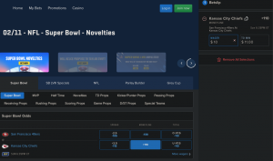 FanDuel screenshot of moneyline bet on the Chiefs.